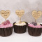 Wooden Heart Cupcake Toppers - Maple