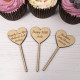 Wooden Heart Cupcake Toppers - Maple