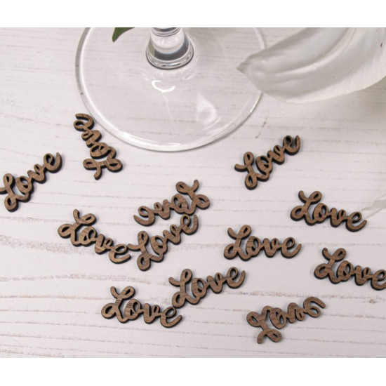 Wooden Love Table Confetti - Walnut