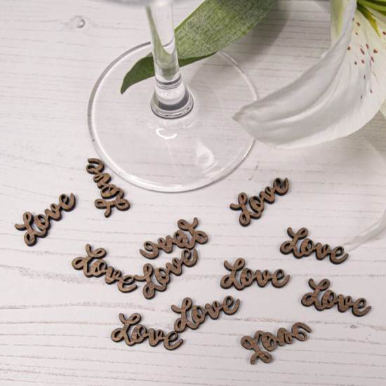 Wooden Love Table Confetti - Walnut