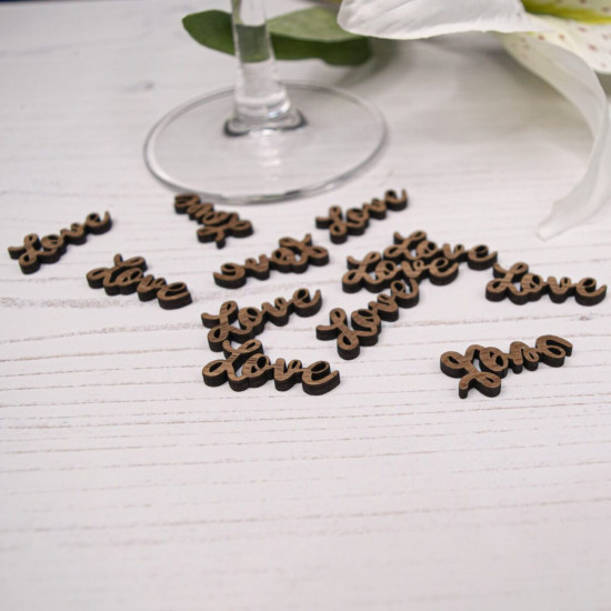 Wooden Love Table Confetti - Walnut